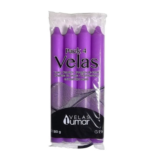 Vela Cónica 17,5cm - Pack 4, Lilás