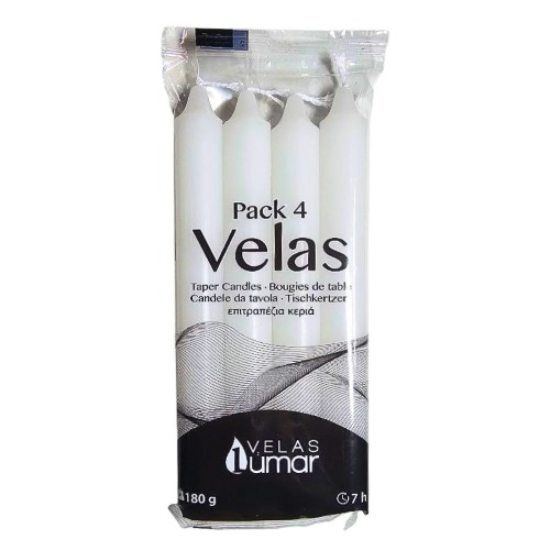 Vela Cónica 17,5cm - Pack 4, Branco