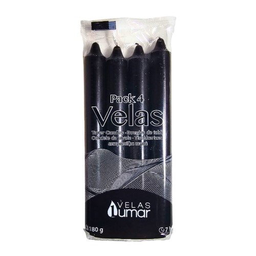 Vela Cónica 17,5cm - Pack 4, Preto