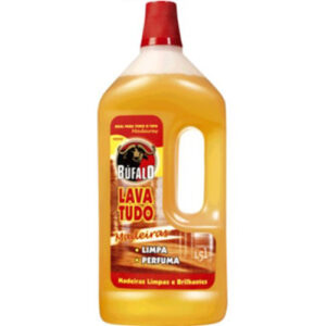 Frasco de detergente Buffalo Lava Tudo para madeiras com 750ml, embalagem branca e azul