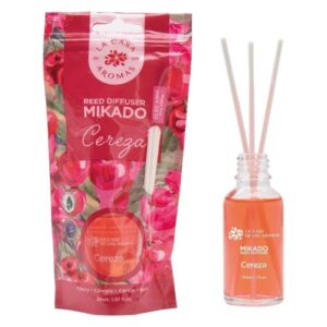 Frasco de ambientador Mikado com aroma a cereja de 30ml com varetas difusoras