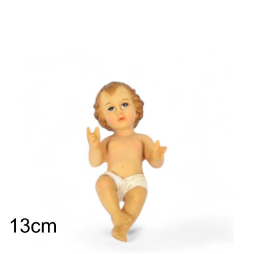 Figura decorativa do Menino Jesus com roupas claras, 13 cm, para presépio natalício
