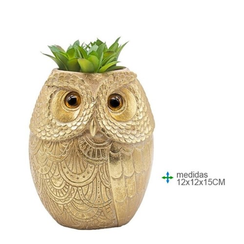 Vaso Mocho em Resina com Folhas 12x12x15cm