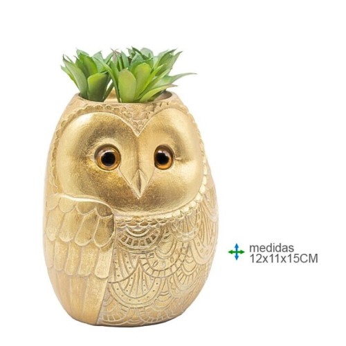 Vaso Mocho em Resina com Folhas 12x11x15cm