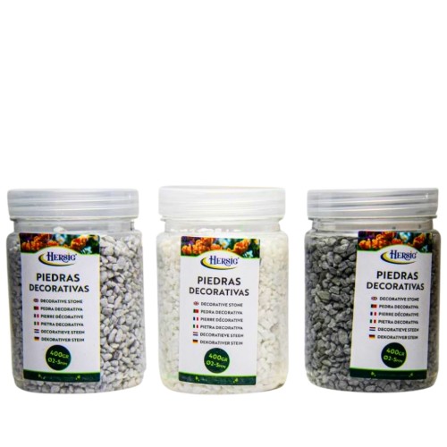 Pedras Decorativas 2-5mm 400g - Branco e Cinzento (2 Tons)