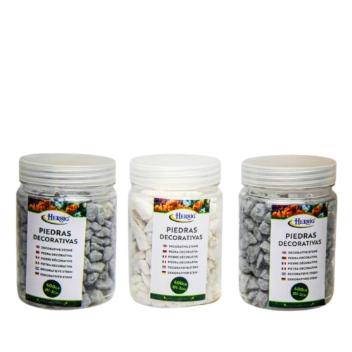 Pedras Decorativas 2-5mm 400g - Branco e Cinzento (2 Tons)