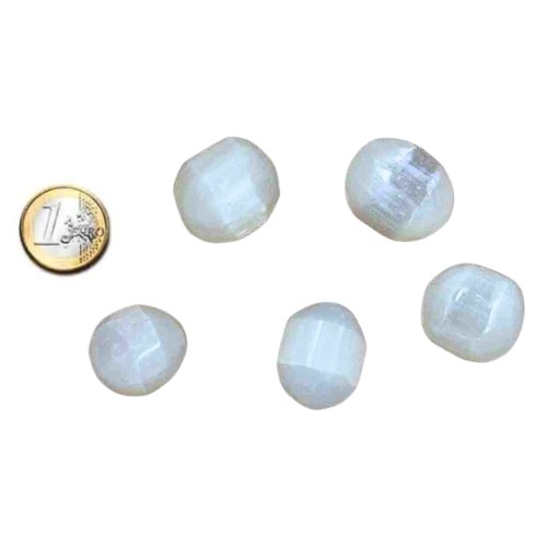 Conjunto de pedras roladas de selenita branca translúcida entre 2 a 3 cm