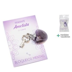 Pendente com Pedra Ametista e Chave - Bloqueios Mentais