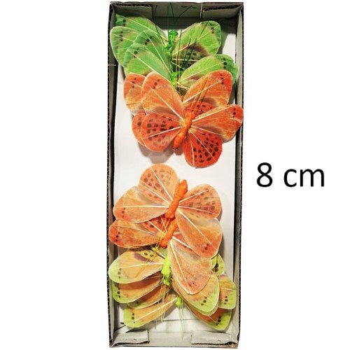 Pack com 12 picks decorativos em forma de borboleta colorida para arranjos florais