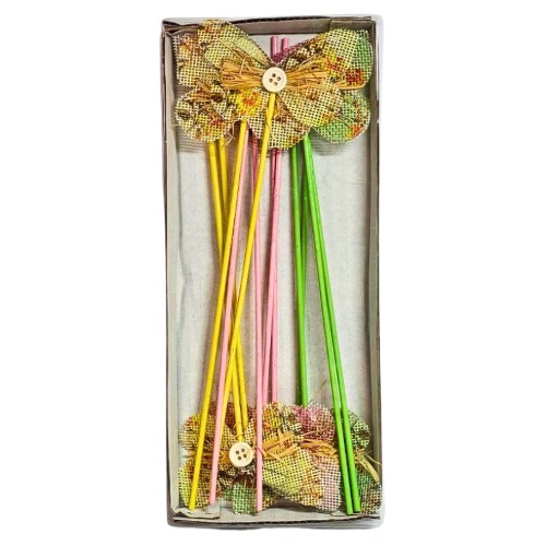Pick Decorativo Borboleta em Juta para Arranjos - Pack 12