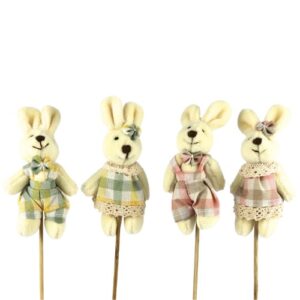 Pick Decorativo Coelho de Peluche para Arranjos 10cm