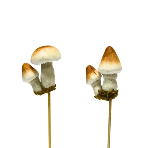Pick Decorativo Cogumelo para Arranjos 8cm - Pack 6