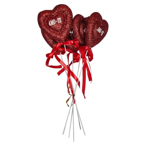Pick Decorativo Coração para Arranjos 6,5cm - Pack 5