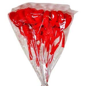 Pick Decorativo Coração com Laço para Arranjos 3,7cm - Pack 12