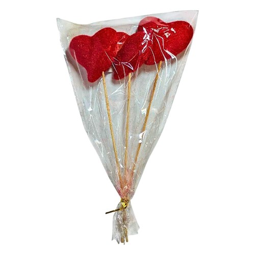 Pick Decorativo Coração para Arranjos 7cm - Pack 3