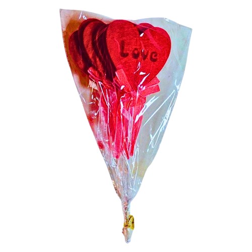 Pick Decorativo Coração em Feltro com Laço para Arranjos - Pack 6