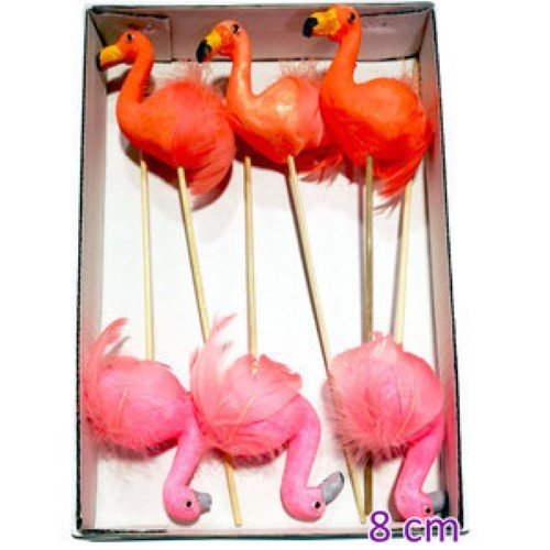 Pick Decorativo Flamingo para Arranjos 8cm - Pack 6