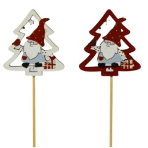 Pick Decorativo Árvore com Pai Natal para Arranjos - Pack 12