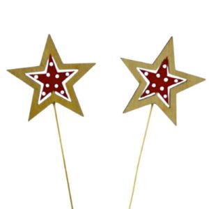 Pick Decorativo Estrela de Natal para Arranjos - Pack 6