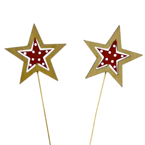 Pick Decorativo Estrela de Natal para Arranjos - Pack 6