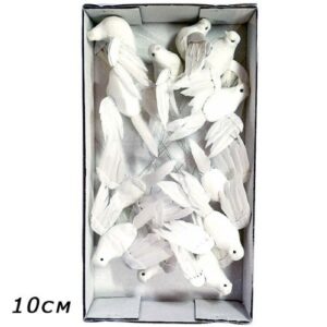 Pick Decorativo Pomba para Arranjos 10cm - Pack 12