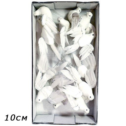 Pick Decorativo Pomba para Arranjos 10cm - Pack 12