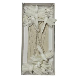 Pick Decorativo Pomba para Arranjos 5cm - Pack 12
