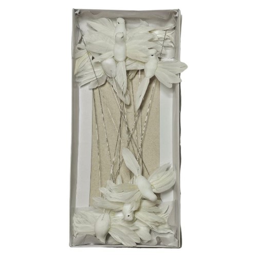 Pick Decorativo Pomba para Arranjos 5cm - Pack 12