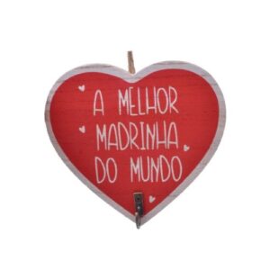 Cabide Coração em MDF com Texto 13x14x0,6cm - Madrinha