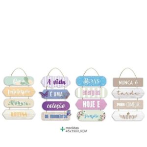 Placa de Parede em MDF com Texto 45x19x0,6cm