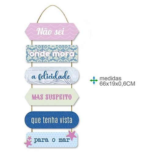Placa de Parede em MDF com Texto 66x19x0,6cm
