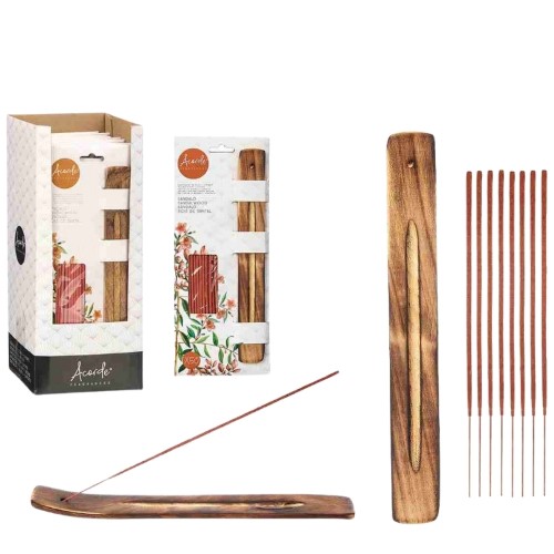 Conjunto de 50 Incensos em Vareta e Queimador - Sândalo
