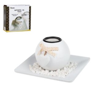 Porta Velas Redondo com Pedras Decorativas