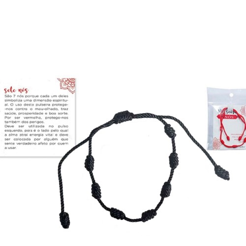 Pulseira da Sorte 7 Nós - Preto
