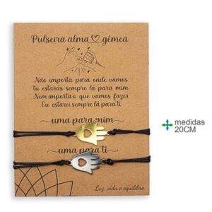Pack de duas pulseiras delicadas cada uma com um pendente da Mão de Fátima, em design simples e elegante.