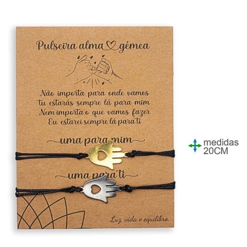 Pack de duas pulseiras delicadas cada uma com um pendente da Mão de Fátima, em design simples e elegante.