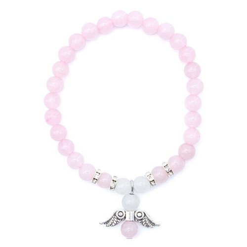 Pulseira de Pedras Anjo da Guarda 6mm - Quartzo Rosa