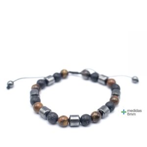 Pulseira de Proteção Hematite 8mm - Olho de Tigre