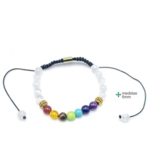 Pulseira de Selenita 6mm - 7 Chakras