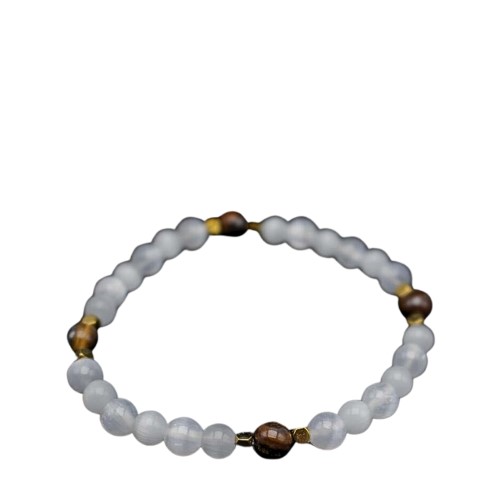 Pulseira de Selenita e Olho de Tigre 6mm