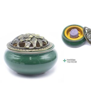 Queimador em Cerâmica com Tampa 10x10cm - Verde