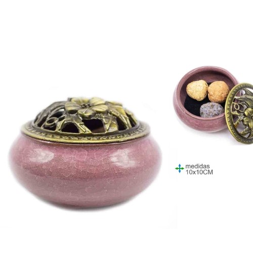 Queimador em Cerâmica com Tampa 10x10cm - Rosa