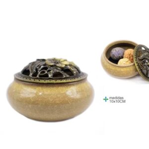 Queimador em Cerâmica com Tampa 10x10cm - Amarelo