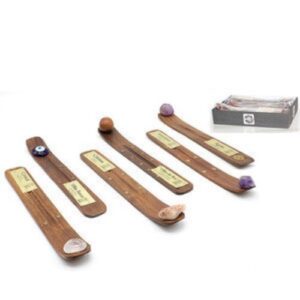 Queimador em Madeira para Incenso com Pedra 26x4cm