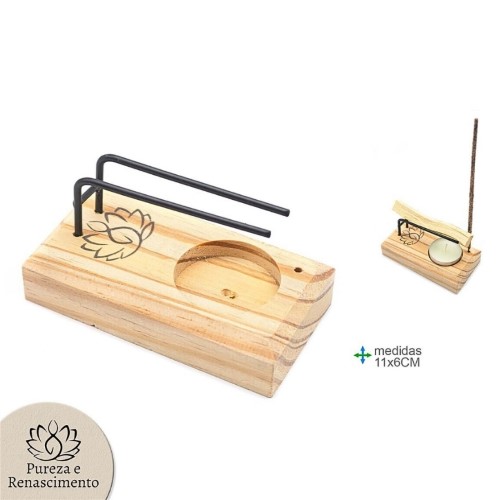 Queimador em Madeira 11x6cm - Lótus