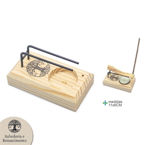 Queimador em Madeira 11x6cm - Árvore da Vida