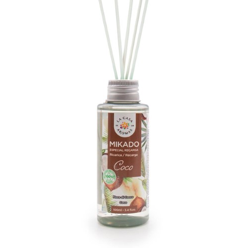 Recarga para ambientador Mikado com frasco de 100ml e aroma de coco