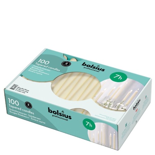 Vela Cónica para Eventos 24,5cm - Pack 100, Marfim, 7h de Duração