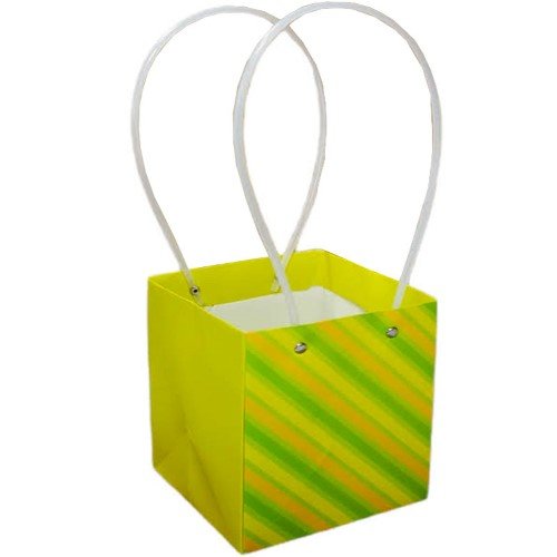 Saco em Cartão com Asa de Plástico - Amarelo