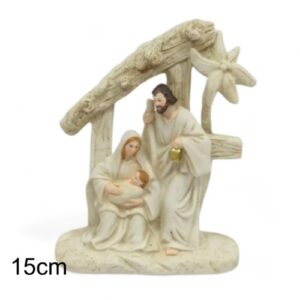 Figura decorativa da Sagrada Família com 15cm, representando José, Maria e Jesus para presépio de Natal